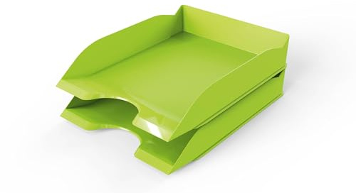 Durable Letter Tray Basic A4, Set of 6, Green, Stackable | Desktop Paper Tray, Fully Modular Design, High Gloss Flinish, Keeps Documents Organised, Made in Germany
