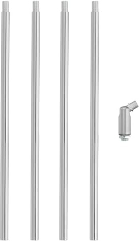 PATIKIL 4 Stück Gewindestange M10 x 1mm x 300 mm Feingewinde Lampenrohr mit 180-Grad Lampenrohrnippel, Schrägdeckenadapter für Kronleuchter, Inselleuchten, Kronleuchterstangen, Silber