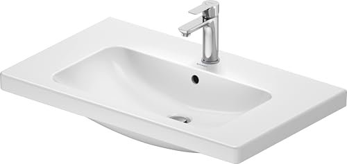 Duravit D-Code Waschtisch, mit Hahnloch, mit Überlauf, 800x480x165mm, Weiß Hochglanz, 23998000002