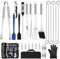 NXPZ 27Pcs Set de Barbecue en Acier Inoxydable, Ensemble d’Ustensiles de Grillade Professionnels, Accessoires Barbecue, avec Sac de Rangement, pour Camping, Pique-Nique, pour Hommes