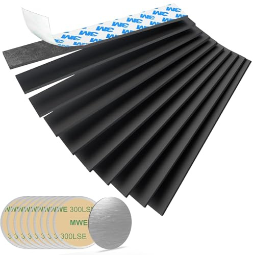 Magnetremsor, självhäftande magnettejp, stark magnetremsa, 10-pack med metallplattor, kan skäras till storlek, stark tätning och hållbar, perfekt för hyllor