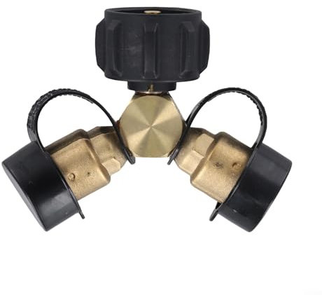 Propangas-Y-Adapter, Gas-Y-Splitter-Adapter, Messing-Propan-Adapter für 9 kg Propangas-Tankzylinder für BBQ-Grills, Campingkocher