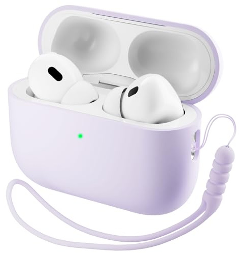 ORNARTO für AirPods Pro 3 Hülle Silikon mit Lanyard - Flieder | Premium Flüssigsilikon, robuster PC-Kern, mit Lanyard, stoß- und kratzfest, große Farbauswahl