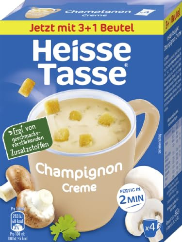 Erasco Heiße Tasse Champignon Creme Tassensuppe, Vorteilspack 16er Set | Instant Suppe in 2 Minuten fertig, als Vorrat für Büro, Uni und kalte Tage