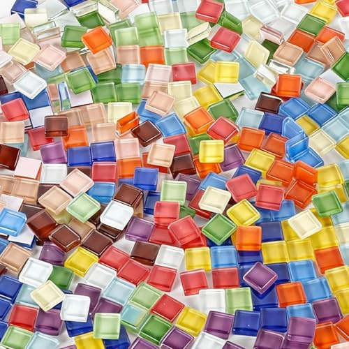Dulynva Mosaiksteine zum Basteln Glasmosaiksteine Bunt Mosaik Steine 550 g Dekosteine Mosaikfliesen Mini Kristall-Mosaik-Fliesen Glassteine für Heim Deko Blumentöpfe Spiegel DIY (15 Color)