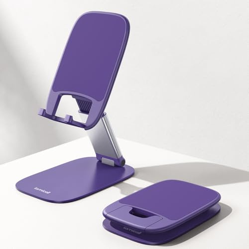 Lamicall Handy Ständer Tisch, Verstellbare Handyhalterung Handyständer | [1,5cm Super Dünn] Faltbarer Handy Halterung Schreibtisch, Tragbarer Handyhalter für iPhone 17 16 15 14, Samsung, Smartphone