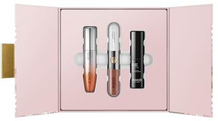 KIKO Milano Threads Of Time Beauty Icons Make Up Kit, Coffret Cadeau Maquillage: Mascara, Blush En Stick, Et Rouge À Lèvres Et Brillant À Lèvres 2 En 1