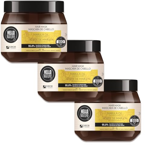 P-Beauty Naturkosmetik Haarmaske mit Marula Öl - Haarkur für Tiefenpflege, Anti-Frizz & Glanz - Feuchtigkeits Maske für Intensivpflege & Tiefenreparatur - Haarpflege Kur - Ohne Silikone (3x250ml)