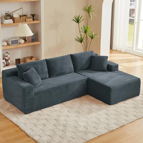 Anwick Ecksofa L-förmig mit Schlaffunktion, Modulares 3-Sitzer mit Chaiselongue Links, Cordbezug, Tiefe Sitzfläche, Montagefrei 252 x 163 cm