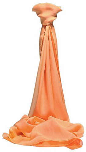 Prettystern Damen 180cm Chiffon Seidenschal mit Farbverlauf Tie-Dye Batik 100% Seide Sommer-Schal Seidenstola 11 orange