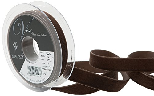 Berisfords Velvet Ribbon Brown 21mm - Nylon Craft Ribbon for Sewing, Gift Wrapping and Hair Accessories