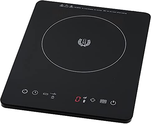 Cecotec Placa de Inducción Portátil Full Crystal. 2000 W, Control Táctil, 10 Niveles de Potencia, Temporizador, Programable, 4 Menús preconfigurados, Sartenes hasta 20 cm