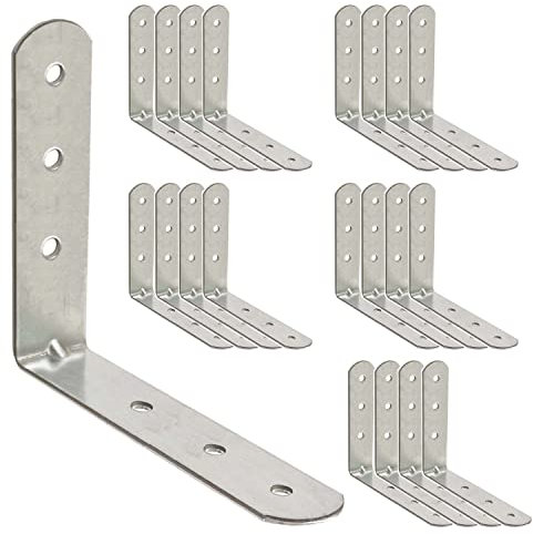 OMIDEAS 20 x Angle Bracket (80 x 80 x 16) 90 Degree L Shape Corner Brace Plate Wood Metal Connecting Fixing Joining Repair Support Galvanised Connector
