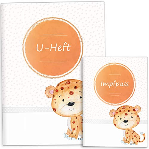 OLGS U-Heft und Impfpasshüllen Set Safari Tour Tier | Untersuchungsheft & Impfpass Hülle, schöne Geschnkidee (Uhefthülle, Impfpasshülle nicht personalisiert, Leopard)