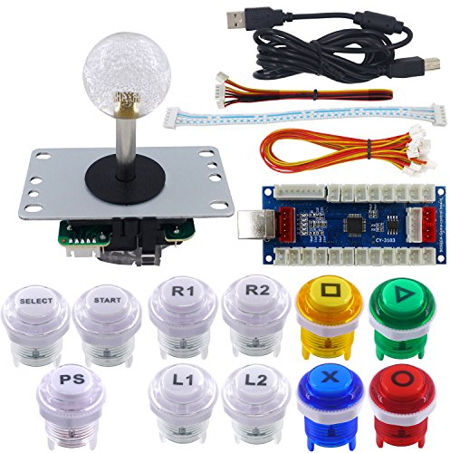 SJ@JX Arcade DIY Kit Arcade Button PS3 Controller Mechanical Keyboard Microswitch PC PS3 Xbox USB Encoder Arcade Joystick