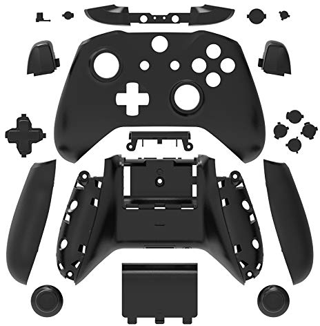 WPS Matte Gehäuse Full Shell Set Frontplatten + ABXY Tasten + RB LB Stoßstangen + Rechts / Links Schienen für Xbox One S Slim (3,5 mm Kopfhörerbuchse) Controller (Schwarz)