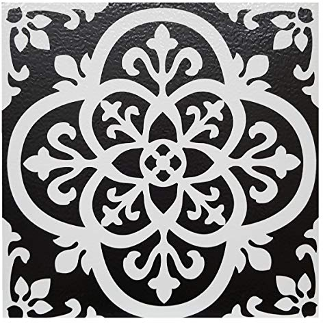 FloorPops Gothic Vinyl-Bodenfliesen, zum Abziehen und Aufkleben, Schwarz / Weiß, 10 Stück