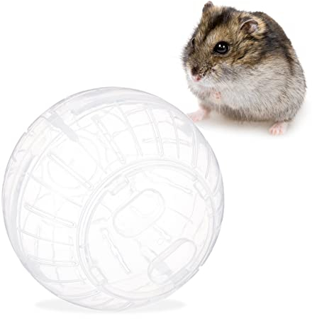 Relaxdays 2 x Hamsterball, Laufkugel für Hamster & Mäuse, Bewegung, Nagerspielzeug zum Laufen, Kunststoff, 14 cm, transparent
