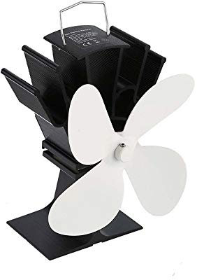 4-Blade Heat Powered Stove Fan, Silent Operation - Eco Friendly Fan for Wood Burning, Log Burner, Fireplace (1Pcs, White)