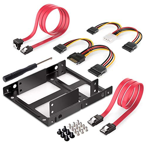 JMT 2.5 3.5 SSD Mounting Bracket with SATA Cable and 4 Pin ATX to SATA Power Cable