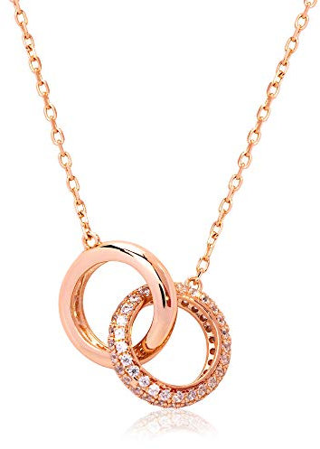 Halsketten Damen mit Verschiedenen Anhängern, Hochwertige Silber Ketten in Silber & Roségold, Multi Layer Geeignet,45CM