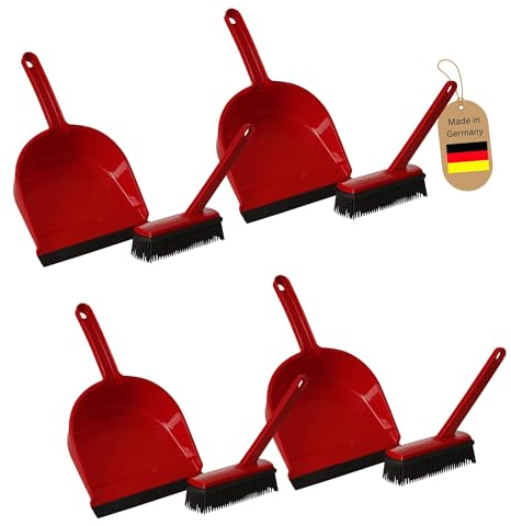 Novaliv - Juego de escoba y recogedor de goma, 4 unidades, color rojo