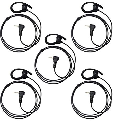 2.5mm 1Pin Listen Only Earpiece Headset Earphone Compatible for Walkie Talkies Ham Transceiver, Radio Speaker Mic Jacks 5 Pack