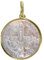 LES POULETTES BIJOUX - Pendentif Plaqué Or et Nacre Médaille Ronde Croix de Saint Benoit