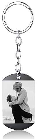 jewelora Foto Schlüsselanhänger Personalisiert mit Datum Schlüsselanhänger für Paare Damen Herren Schlüsselanhänger aus Edelstahl Geschenk für Vatertag Valentinstag Weihnachten (Schlüsselanhänger #4)