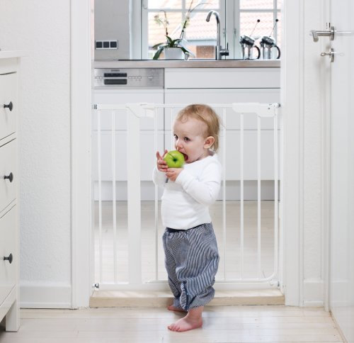 BabyDan Lasby, Ohne bohren Treppenschutzgitter, 73-80,5 cm, Babygitter/Sicherheitsgitter, Weiß, Hergestellt in Dänemark - (Haustiergitter/Hundegitter)