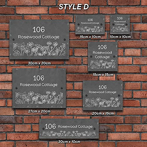 Rustic Slate Door Number, Slate Gate Sign Plaque, Stone Home number + Name Sign, Personalised bespoke slate name door plates (Style D)