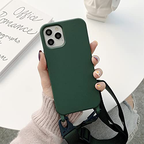 Emlivi iPhone 8 Handykette Hülle, iPhone se 2020 Necklace Handyhülle Nylon Schultergurt Weich Silikon TPU Cover mit Kordel zum Umhängen Schutzhülle mit Stylische Band Case für iPhone 7, Armeegrün