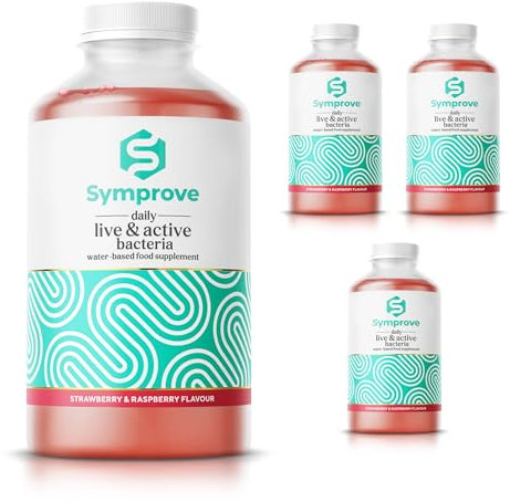 Symprove Daily Probiotic, Strawberry Flavour, at Least 10 Billion CFUs, Gut & Immune Support, Water-Based, Vegan, Dairy & Gluten Free (Pack of 4 x 500ml)