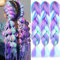 ColorfulPanda 3 Stücke Ombre Braun Jumbo Braid Kunsthaar 24 Zoll 100g Kanekalon Haar (Lila/Blau/Rosa/Grün)