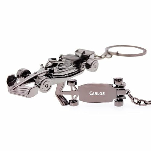 Porte-clés de voiture F1 - Avec Nom - Carlos - Modèle 2022, schwarz.