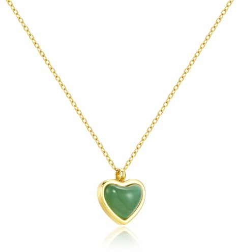 Joxevyia Carnelian Crystal Heart Necklace Raw Stone Healing Crystals Dainty Heart Gemstone Gold Pendant Necklace Anniversary Birthday Valentines Gift for Her, Metal, No Gemstone