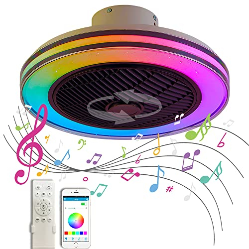60CM Deckenventilator mit Beleuchtung RGB Farbwechsel Dimmbar LED Ventilator Deckenleuchte mit Fernbedienung & APP Leiser Ventilator Deckenlampe für Schlafzimmer Wohnzimmer Kinderzimmer Lüfter Licht