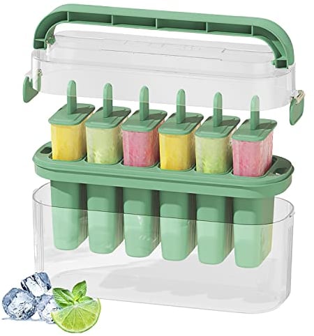 DURTAIL Eisformen Eis am Stiel,Leicht Zu Lösende DIY Popsicle Formen Mit Versiegelter Schachtel und Tragegriff,BPA Frei Eisformen Wiederverwendbar für Kinder und Erwachsene, Grün