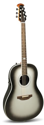 OVATION E-Akustikgitarre Pro Series Ultra 1516 Mid Non-Cutaway - Massive A-Grade Fichtendecke - Mid-Depth Lyrachord Body - mit Soft Case - UV-Lack, Metallic Effekt - Silver Shadow - 1516SSM-G