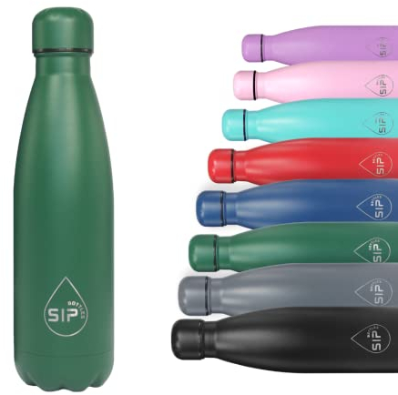 SIP Bottles - Stainless Steel Insulated Water Bottle - Leak Proof - Vacuum Insulated - 24 Hrs Cold & 12 Hot - 500ML & 750ML - BPA Free. (Green, 500ML)