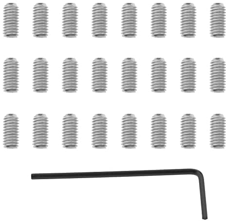 VGOL 50pcs Metric Metal Guitar Bridge Saddle Height Adjustment Screws Compatible with Stratocaster/Telecaster with 1x Allen Wrench Silver, M3x6mm