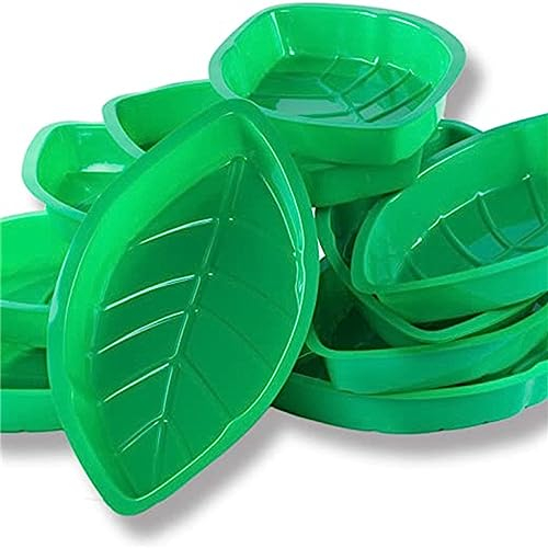 Vassoio di Snack a Foglia di Palma Stile Hawaiano Snack Tray Piastra Foglia di Palma per Cibo con Foglie di Piante Verdi Artificiali Tropicali, Chip di Biscotti, Salsa, per Decorazioni, 12 Pezzi