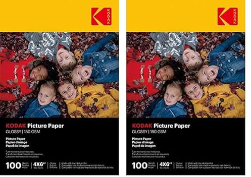 Kodak 9891161 Fotopapier, 180 g/m², glänzend, A6 (10 x 15 cm), Tintenstrahldrucker (Packung mit 2)