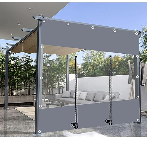 Außen Durchsichtige Plane Vorhange, 0,3mm Schwerlast wasserdichte Plane Mit Ösen, Pergola Pavillon Terrasse Carport Plane Seitenwände, Transparente Plane Abdeckung,LxH-4x2m/13.1 * 6.6ft