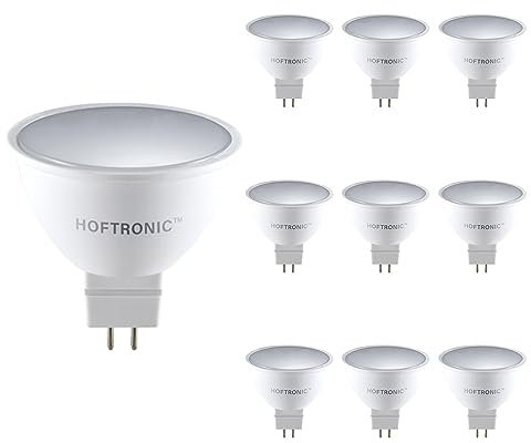 HOFTRONIC - 10x LED Spot GU5.3-4,3 Watt 400 Lumen - 4000K Neutralweiß - 12 Volt - Ersetzt 35 Watt - MR16 LED Spot - 100° Abstrahlwinkel