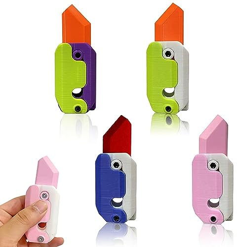 EBbels 3D-Druck Fidget Messer Spielzeug, 4 Stück Schwerkraft-Rettichmesser-Spielzeug, Kunststoff-EDC-Spielzeug Zum Stressabbau Bei Angstzuständen, Dekompressionsspielzeug (Rettich)