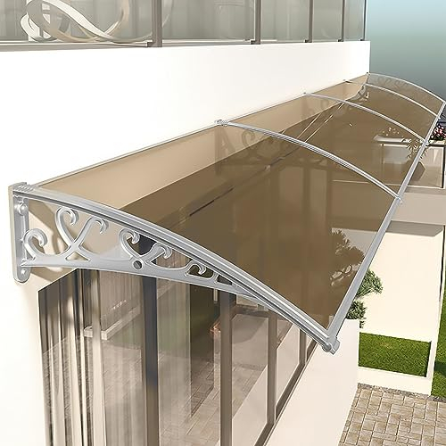 Wetterbeständige Haustürüberdachung,Haustürvordach Pultvordach Haustür-Terrassen-Sonnenschutz Eingangsmarkise Sonnen Regen Shelter Roofing,für terrassen Garten Balkon (120x450cm/47x177in)