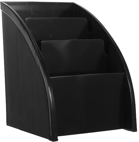Alipis Plastic Remote Control Storage Box with 3 Compartments Black Desk Organizer for Tv Remotes Phones Pens and Keys Compact Tabletop Remote Holder