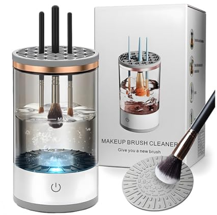 Electric Automatic Spin Makeup Brush Cleaner With Clean Rubber Pad, Resistant Bowl, Premium Cleaning Kit, Deeply Cleans Cosmetic Brushes, Fits