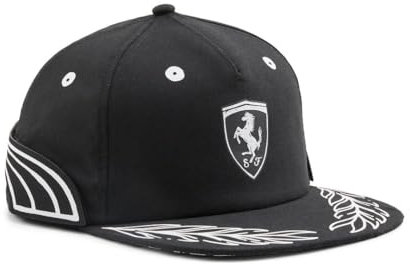 PUMA Unisex Scuderia Ferrari Flat Brim Cap Baseballkappe, Schwarz Ah23, Einheitsgröße
